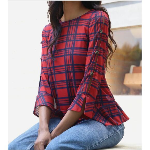 Eva Franco Tops - EVA FRANCO Belinda Plaid Blouse // XS